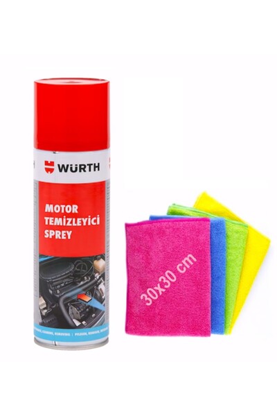 Würth OTO MOTTO Hızlı Motor Temizleme Spreyi 500ML ve 4'lü Kullan At Mikrofib...