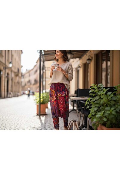 BAW COMPANY Γυναικείο παντελόνι shalwar με τσέπες, ελαστική μέση, άνετη γραμμ...