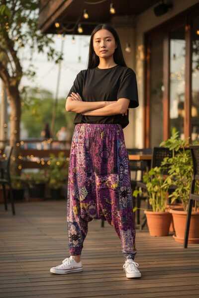 BAW COMPANY Γυναικείο παντελόνι shalwar με τσέπες, ελαστική μέση, άνετη γραμμ...