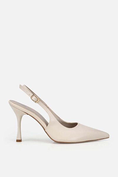 Yaya by Hotiç Γυναικεία παπούτσια με μπεζ σχέδιο, μυτερή μύτη, ανοιχτή πλάτη ...