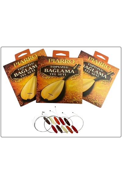 Piarro Topuzlu Profesyonel Kısa Sap Bağlama Tel Seti 0,18 ( 3 Paket )