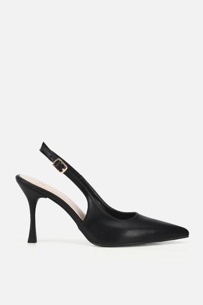 Yaya by Hotiç Γυναικεία παπούτσια με μαύρο σχέδιο, με μυτερή μύτη, ανοιχτή πλ...