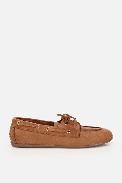 Yaya by Hotiç Kadın Taba Süet Bağcık Detaylı Loafer