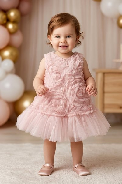 Baby Animals Baby Girl Birthday Party Wedding Dress Short Sleeve Sleeveless Rose Bow Tulle Tutu Lined