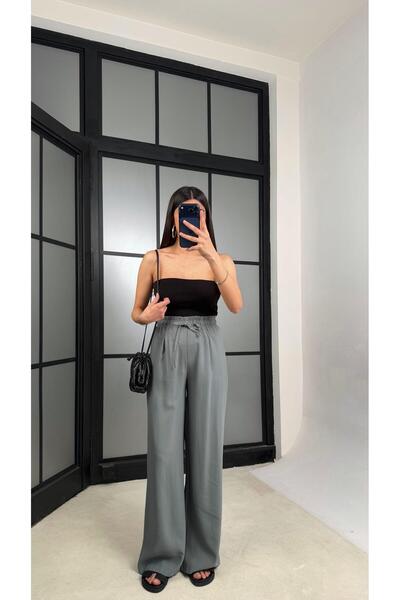 GAUS CO Yeşil Beli Lastikli Tencel Pantolon GAUS-01331