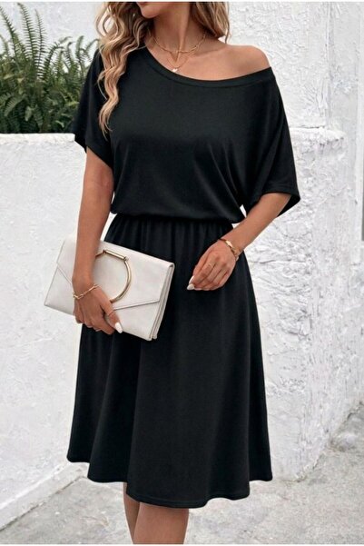 Wear Up Γυναικείο κοντομάνικο φόρεμα μίντι βισκόζης με ανοιχτούς ώμους