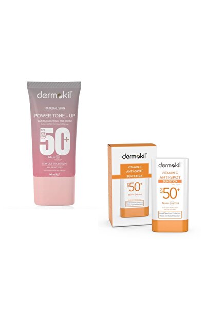 Dermokil Power Tone-Up 50+Spf Yüz Güneş Kremi&Vitamine C Stick 50+Spf Güneş K...