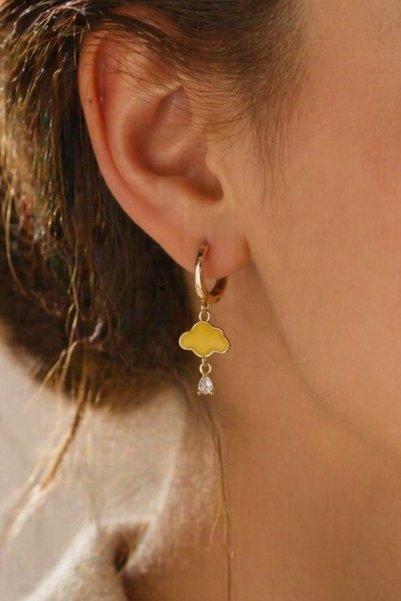 Sacce Scarves&Accessories Bulut Charm Drop Zircon Stone Dangle Rose Gold Earrings