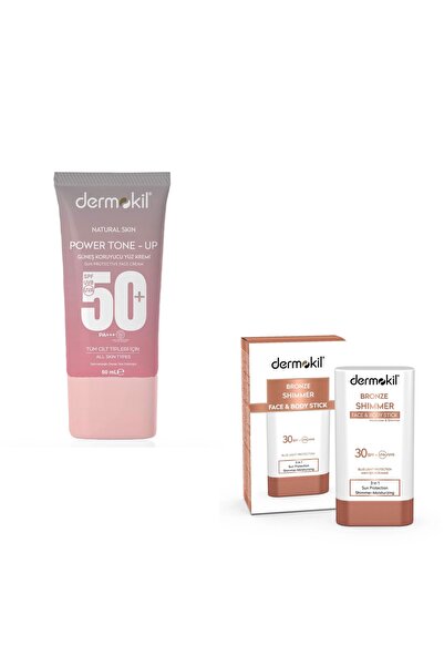 Dermokil Power Tone-Up 50+Spf Yüz Güneş Kremi&Bronze Shimmer Stick 50+Spf Gün...