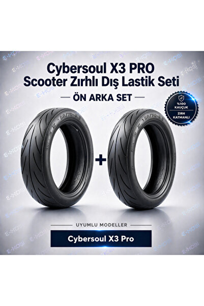 E-HOBİ Cybersoul X3 PRO SCOOTER ÖN ARKA DIŞ LASTİK SETİ ZIRH KATMANLI LASTİK