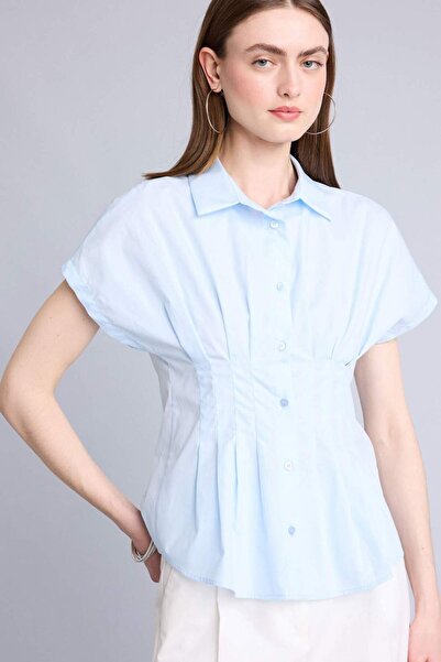 DeFacto Πουκάμισο με γιακά από ποπλίνα και κοντά μανίκια H8683AX26SM