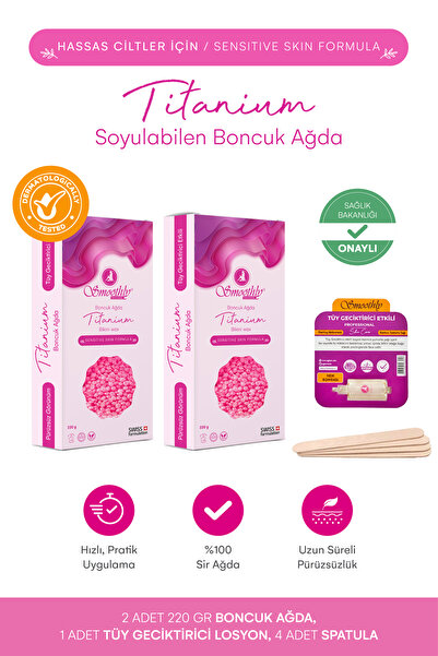 Smoothly Tıtanıum Pudralı soyulabilir boncuk ağda granür ağda 220 g x 2 paket...