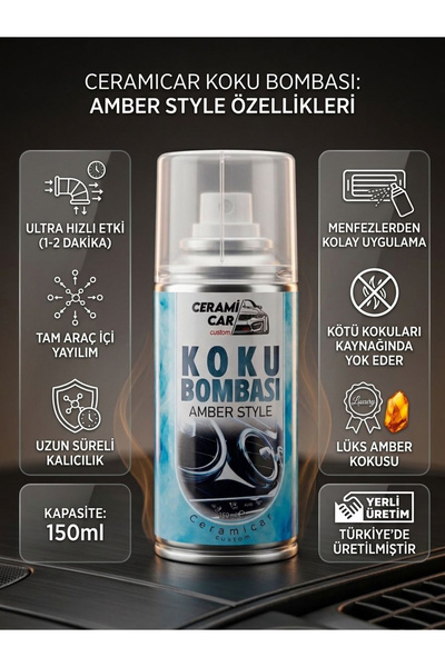 Ceramicar Custom Koku Bombası "Amber Style" 150 ml – Etkili Araç İçi ve Klima...