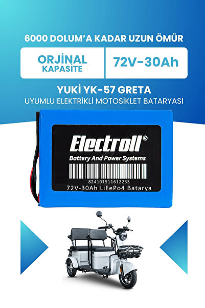 ELECTROLL Yuki YK-57 Greta Batarya (Standart Kapasite) LiFePO4 72V 30Ah Elekt...