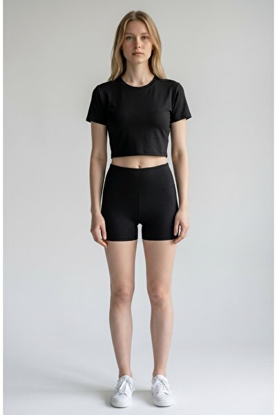 Geco Γυναικείο Σετ Αθλητικό Σορτς & Κολάν Crop Tee & Μίνι Κολάν