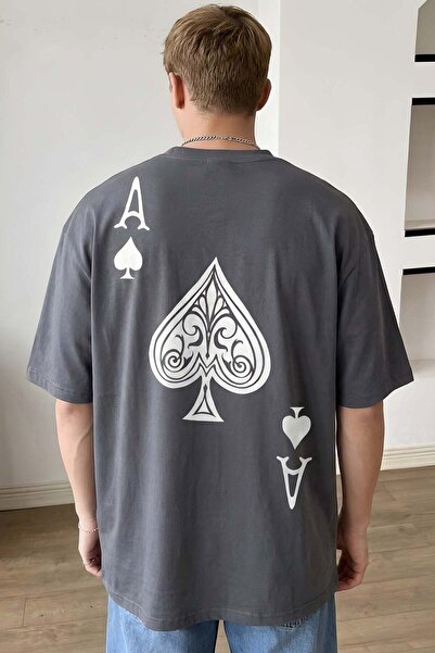 VACHT Men's Ace of Spades Printed Smoked Oversize T-Shirt