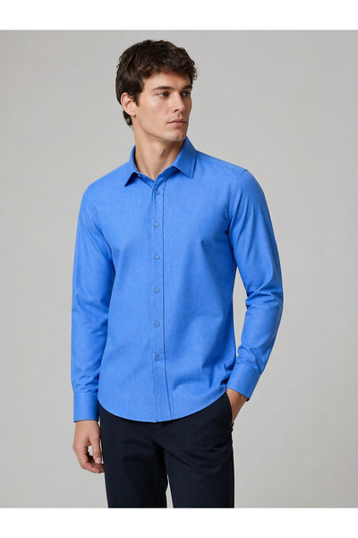 Generic Brand Regular Fit Long Sleeve Breathable Anti-Sweat Linen Textured In...