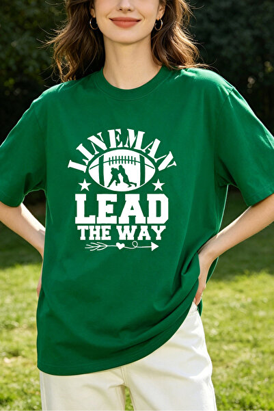 Fleck تي شيرتات نسائية بتصميم Lineman Lead The Way لكرة القدم بأسلوب كاجوال