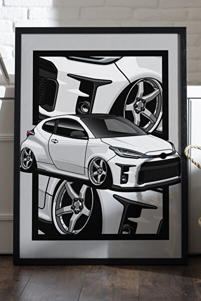 Duvarda Poster cu ramă din lemn negru Toyota GR Yaris, pictură decorativă de ...
