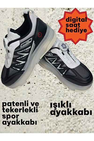 LIGHTINGHM Işıklı Tekerlekli Çocuk Spor Ayakkabı Patenli LED Işıklı Kız Çocuk...