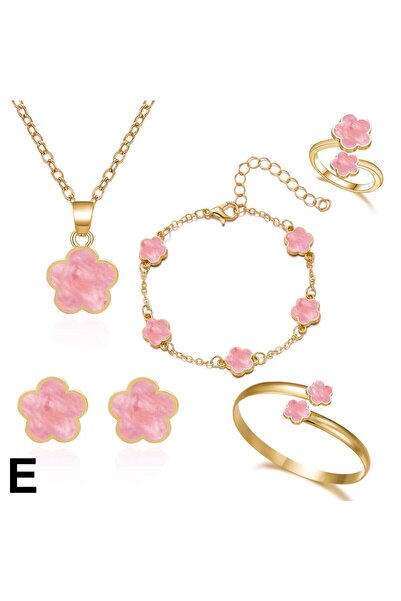 Choice E Lucky Five-petal Flower Clover Earrings Necklace Ring Bracelet Four-...