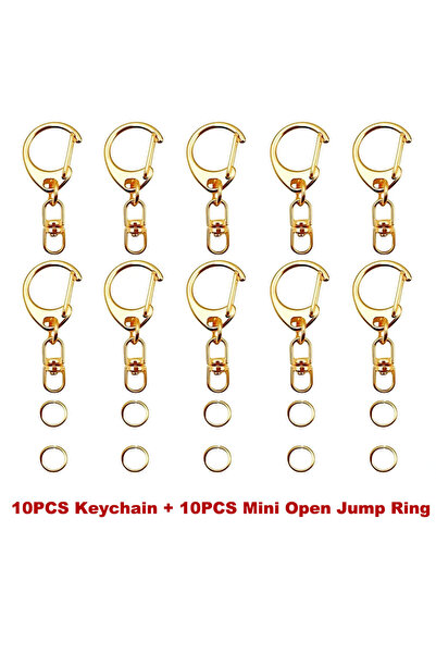 Choice1 gold color 20pcs Metal D-shape Blank Keyring Keychain With Jump Ring ...