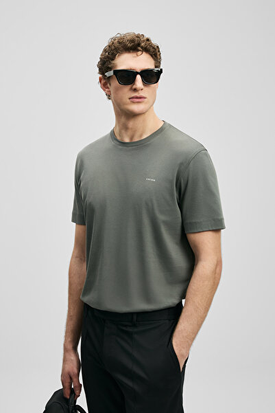 Lufian Μπλουζάκι με μοντέρνα γραφικά Bran, σε σκούρο πράσινο χρώμα