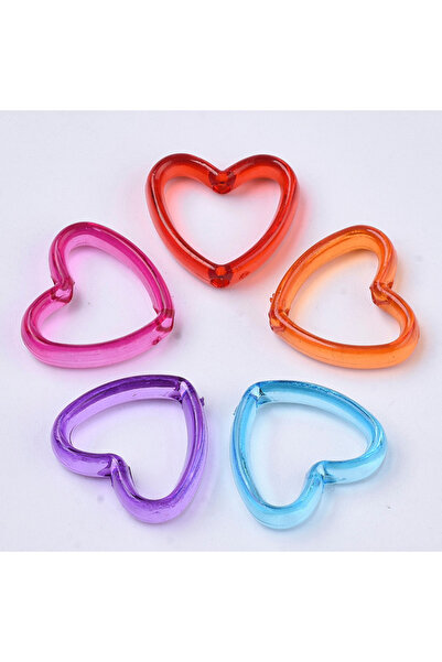 Choice 200 pc Transparent Acrylic Bead Frames Dyed Heart Mixed Color 15x16.5x...