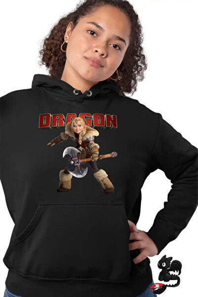 OEM Γυναικείο Φούτερ με Κουκούλα Αστρίντ Πολεμίστρια Βίκινγκς Πώς να εκπαιδεύ...