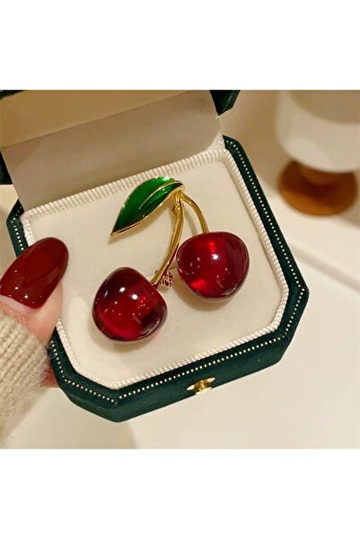 Choice 26126A91(2) دبابيس مينا كريستالية على شكل كرز أحمر للنساء، بتصميم أورا...
