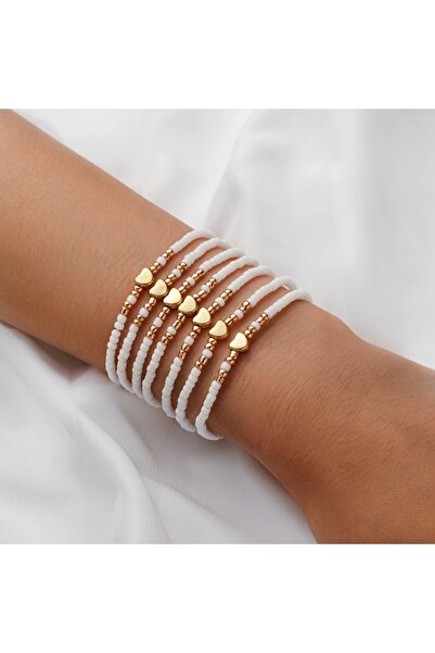 Choice4 WHITE 7Pcs Bohemia Handmade random Colorful Beads Bracelets for Women...
