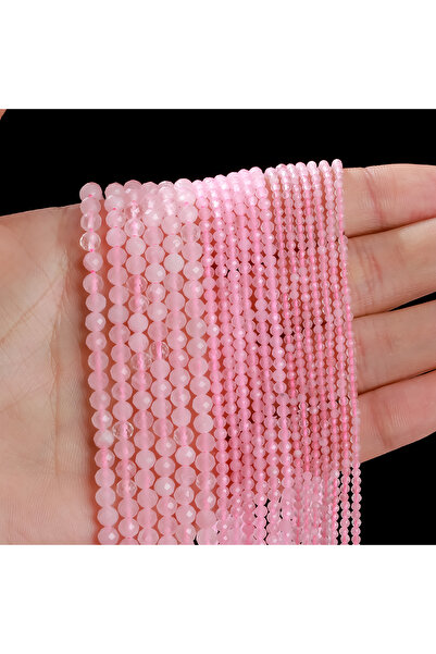 Choice13 3mm Pink Quartz 1 Strand Natural Stone Faceted Pink Quartz Bead Loos...