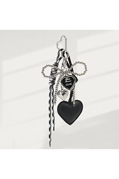 Choice3 A2 【E】PU Leather Heart And Bowknot Keychain With Fashionable Woven La...