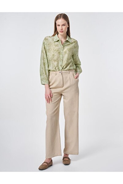 Kayra Pleated Cotton Linen Trousers Stone