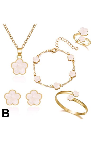 Choice3 طقم مجوهرات نسائي أنيق من أربع قطع: أقراط وقلادة وخاتم وسوار بتصميم ز...