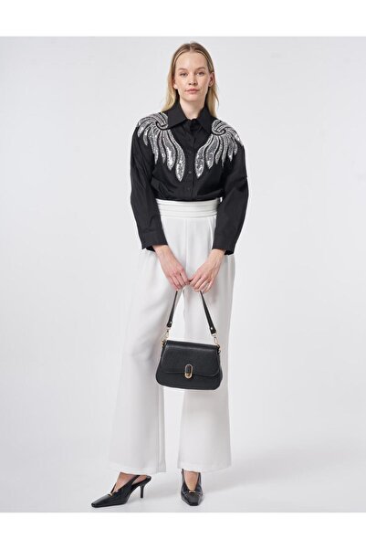 Kayra Pleated Crepe Trousers Optical White