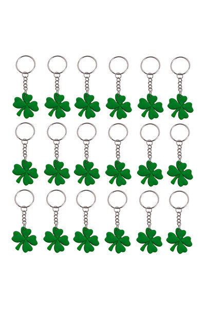 Choice green 18-Pack Cartoon Four-leaf Clover Keychains Plant Themed Keyring ...