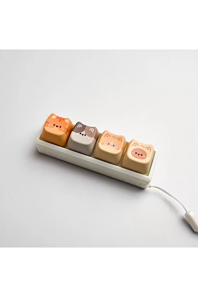 Choice Yellow Cute Cat 4 in 1 Keyboard Button Keychain with Adorable Design