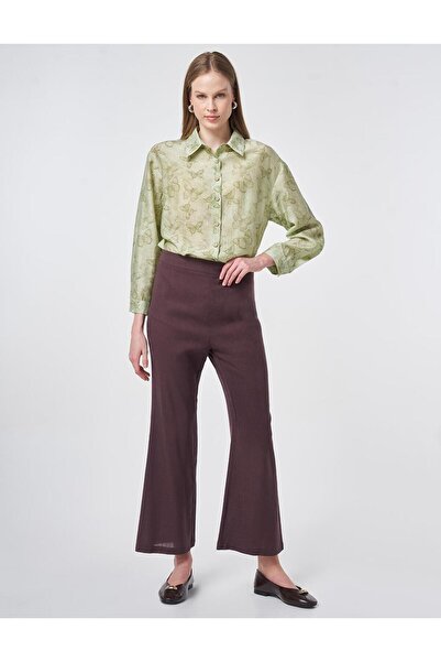 Kayra Spanish Style Linen Trousers Chocolate