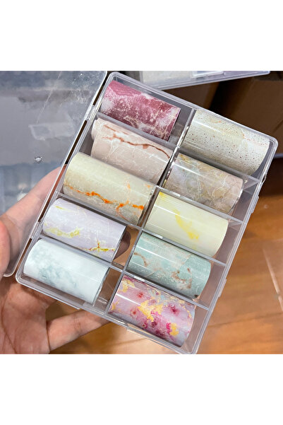 Choice مجموعة علب تحتوي على 1 علبة أو 10 لفات من رقائق نقل الأظافر بتصميم رخا...