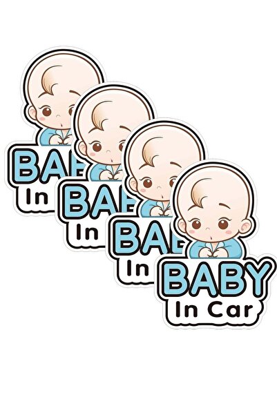 Arabest 4-Piece Baby in Car Stickers,19x14cm,Removable Safety Warning,for Car...
