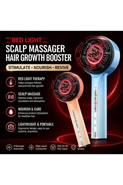 OrienCare Electric Healthy Hair Comb – Red Light & EMS Scalp Massager Brush