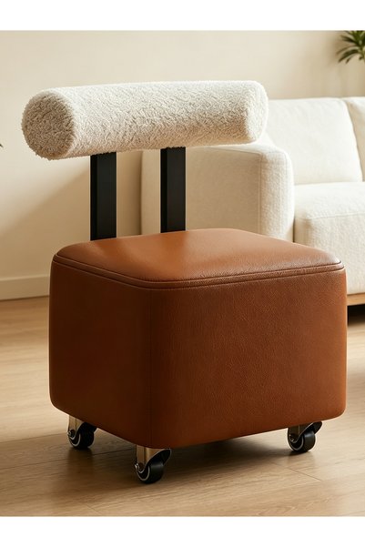 Vitakit Rolling Chair, Cashmere Backrest, 360° silent wheels, high-elastic sponge seat cushion, mobile chair for family leisure use