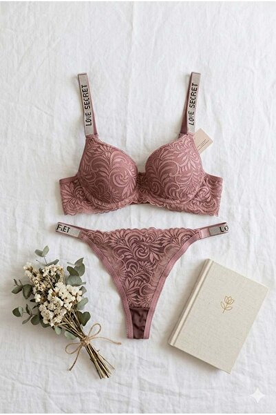 lamelif Σετ Σουτιέν με Δαντέλα και Πέτρες, Πούδρα