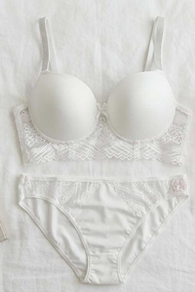 lamelif Σετ σουτιέν χωρίς ενίσχυση με μπανέλες, μεγάλου μεγέθους, με πέτρινη ...