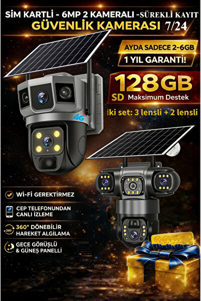Dobest 5 kamera 2 Kameralı 4K SIM PTZ Dış Güvenlik Kamera Seti | Güneş Enerji...