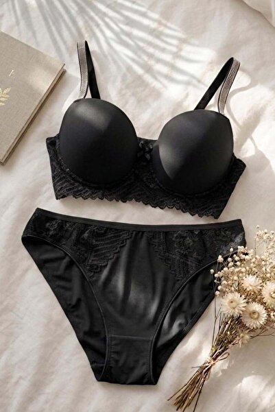 lamelif Σετ σουτιέν χωρίς ενίσχυση με μπανέλες, μεγάλου μεγέθους, με πέτρινη ...