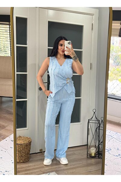 inci bayan giyim ΓΥΝΑΙΚΕΙΟ ΣΕΤ ΔΥΟ ΤΕΜΑΧΙΩΝ ΜΕ ΛΑΙΜΟΚΟΨΗ ΣΕ ΣΧΗΜΑ V ΚΑΙ ΔΙΠΛΟ...