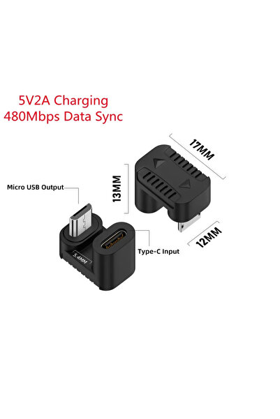 Choice7 BSN 1pcs U shape A USB 2.0 Type-C Female To Micro-USB Male 90 Degree ...