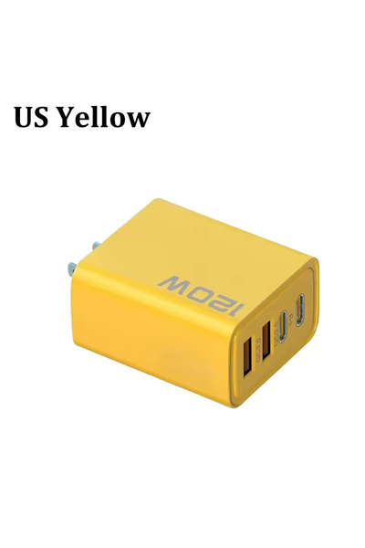 Choice11 US Yellow 4 Ports 120W Charger USB C PD Quick Charge 3.0 Type C USB ...